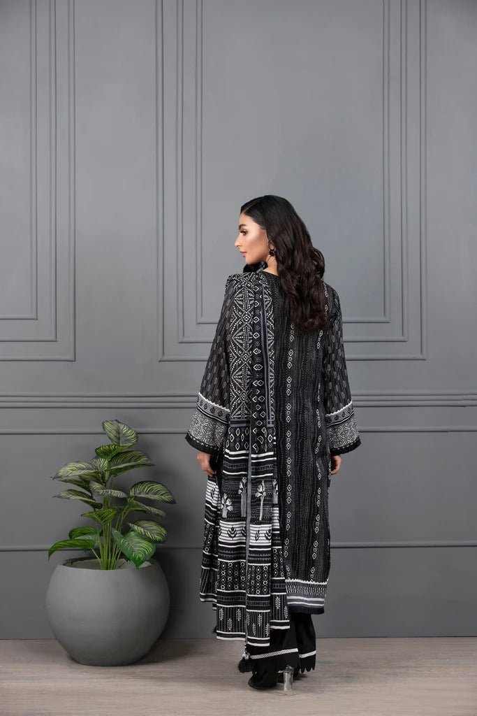 Lakhani Mono Chrome 3 Piece Unstitched Printed Lawn Suit MCC-7017