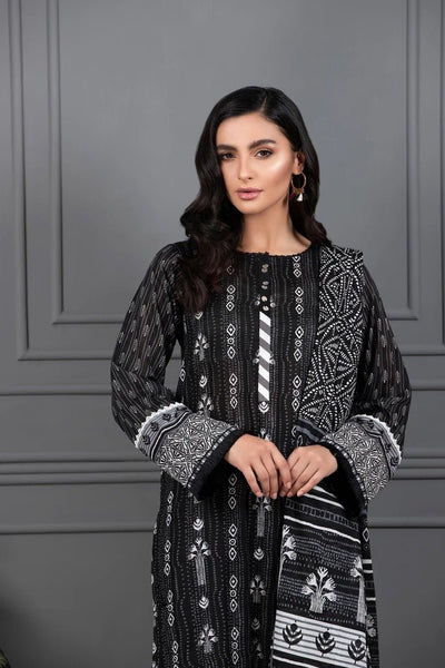 Lakhani Mono Chrome 3 Piece Unstitched Printed Lawn Suit MCC-7017