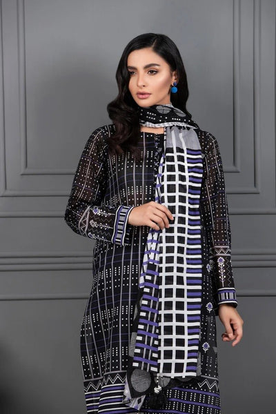 Lakhani Mono Chrome 3 Piece Unstitched Printed Lawn Suit MCC-7019