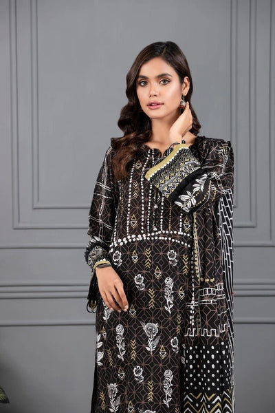 Lakhani Mono Chrome 3 Piece Unstitched Printed Lawn Suit MCC-7020