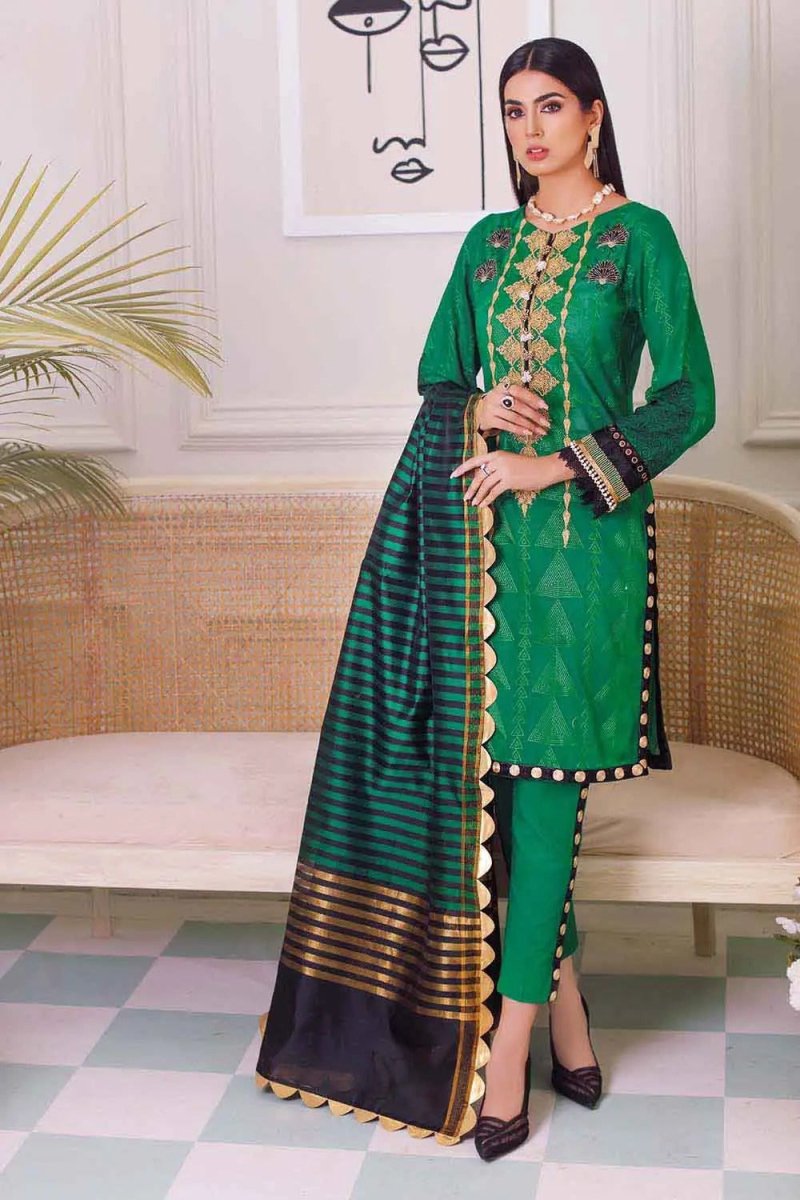 Gul Ahmed 3PC Embroidered Lawn Suit With Jacquard Dupatta MJ-22024