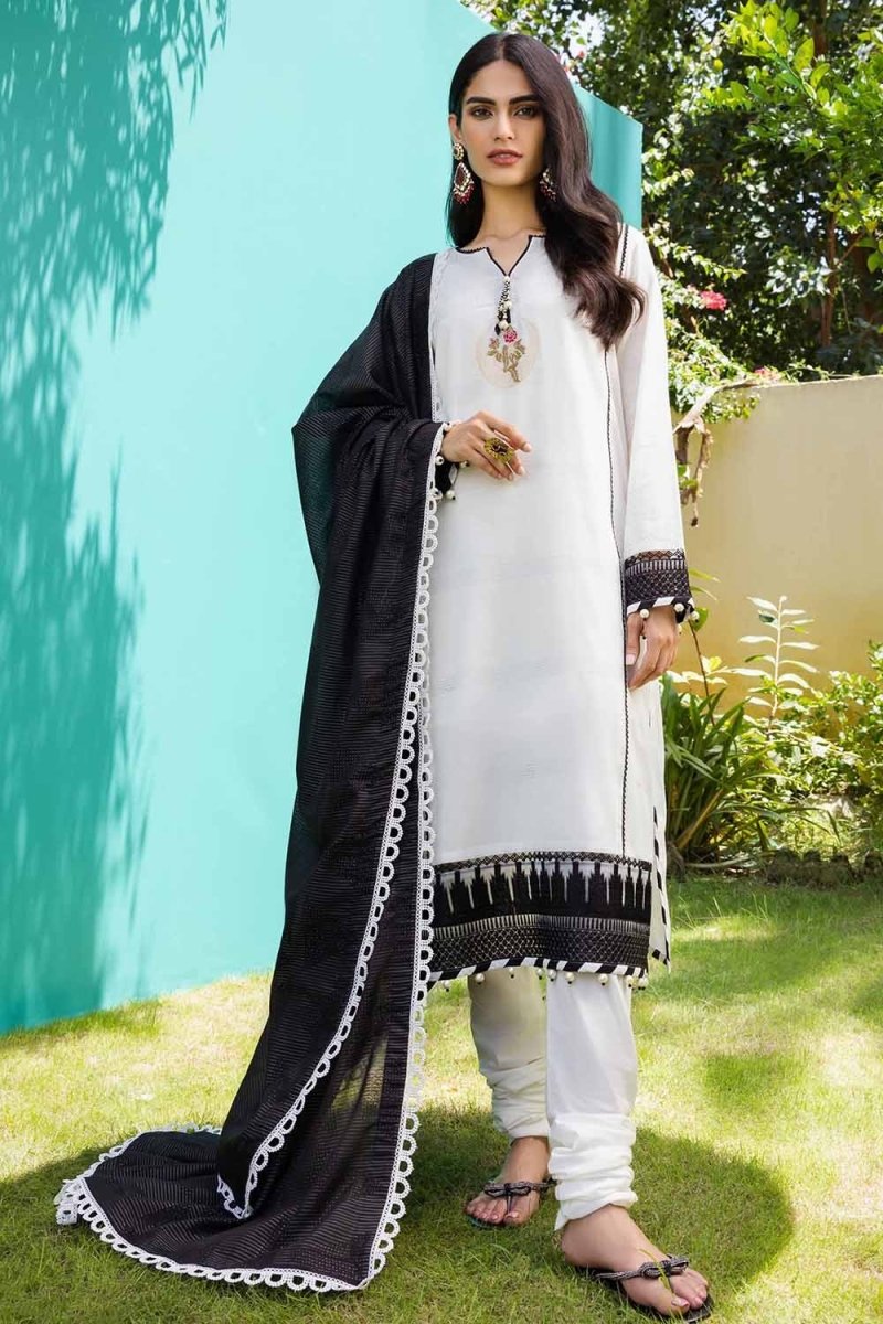 Gul Ahmed 3PC Unstitched Cotton Embroidered Suit with Jacquard Dupatta MJ-22075