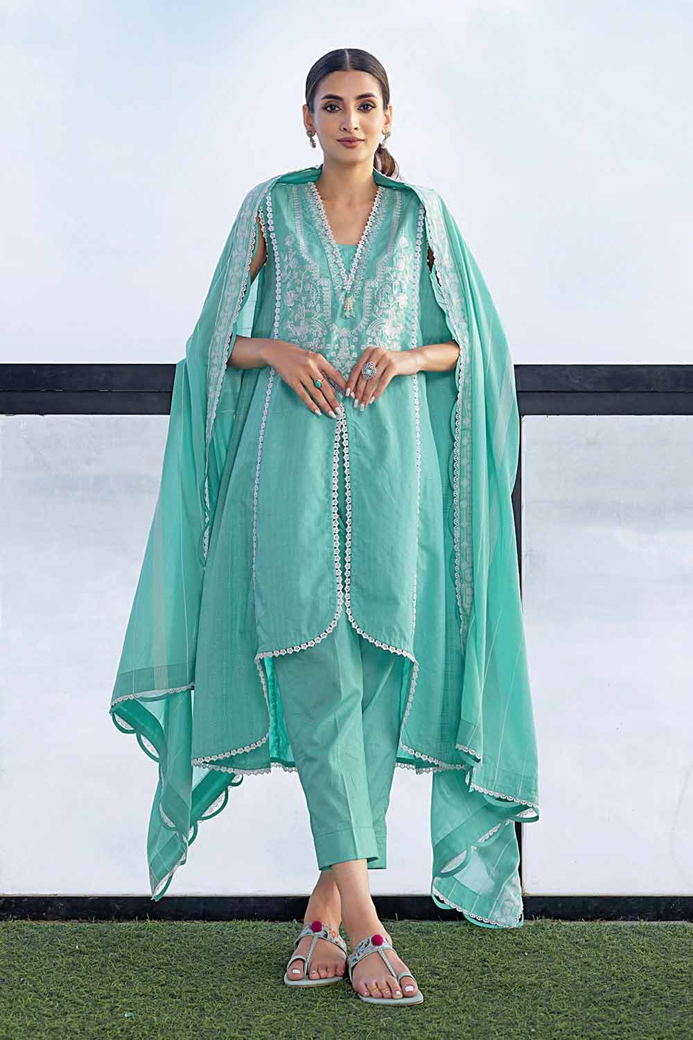 Gul Ahmed 3PC Embroidered Jacquard Unstitched Suit with Yarn Dyed Dupatta MJ-32044