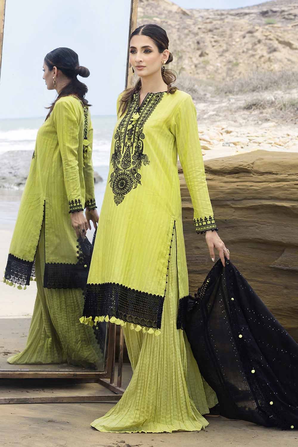 Gul Ahmed 3PC Embroidered Leno Unstitched Suit with Jacquard Dupatta MJ-32050