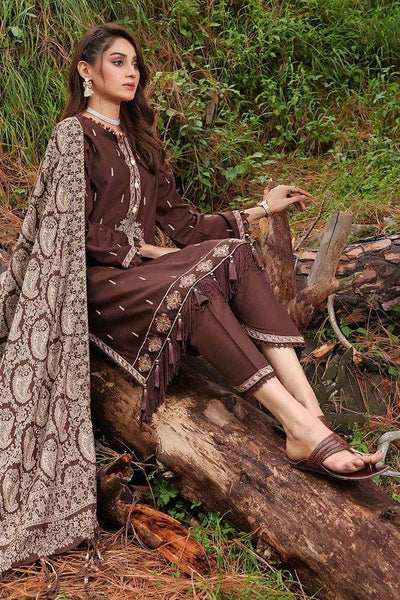 Gul Ahmed 3PC Embroidered Acrylic Unstitched Suit with Jacquard Shawl MJ-32063