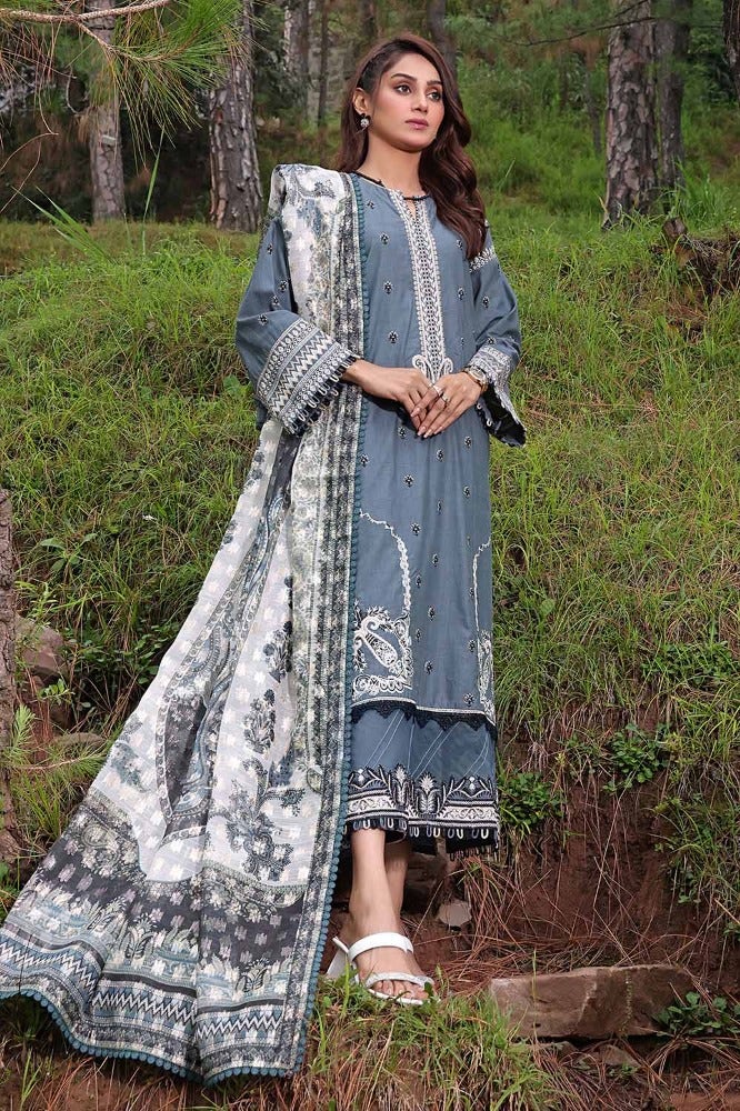 Gul Ahmed 3PC Embroidered Khaddar Unstitched Suit with Digital Printed Jacquard Dupatta MJ-32067