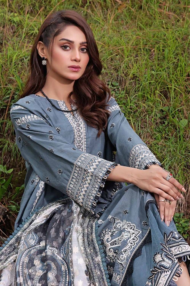 Gul Ahmed 3PC Embroidered Khaddar Unstitched Suit with Digital Printed Jacquard Dupatta MJ-32067