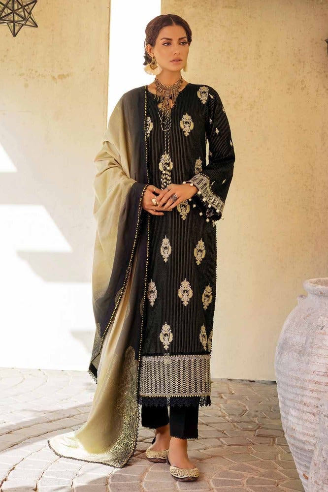 Gul Ahmed 3PC Embroidered Khaddar Unstitched Suit with Printed Khaddar Jacquard Dupatta MJ-32077