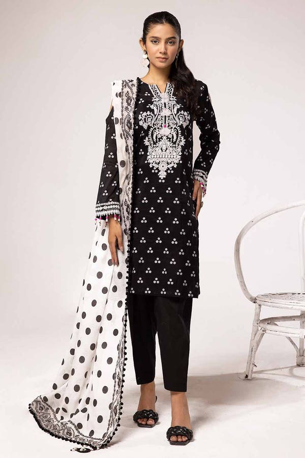 Gul Ahmed 3PC Unstitched Embroidered Jacquard Suit with Jacquard Dupatta MJ-42022