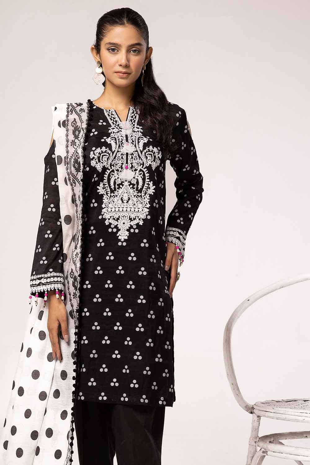 Gul Ahmed 3PC Unstitched Embroidered Jacquard Suit with Jacquard Dupatta MJ-42022