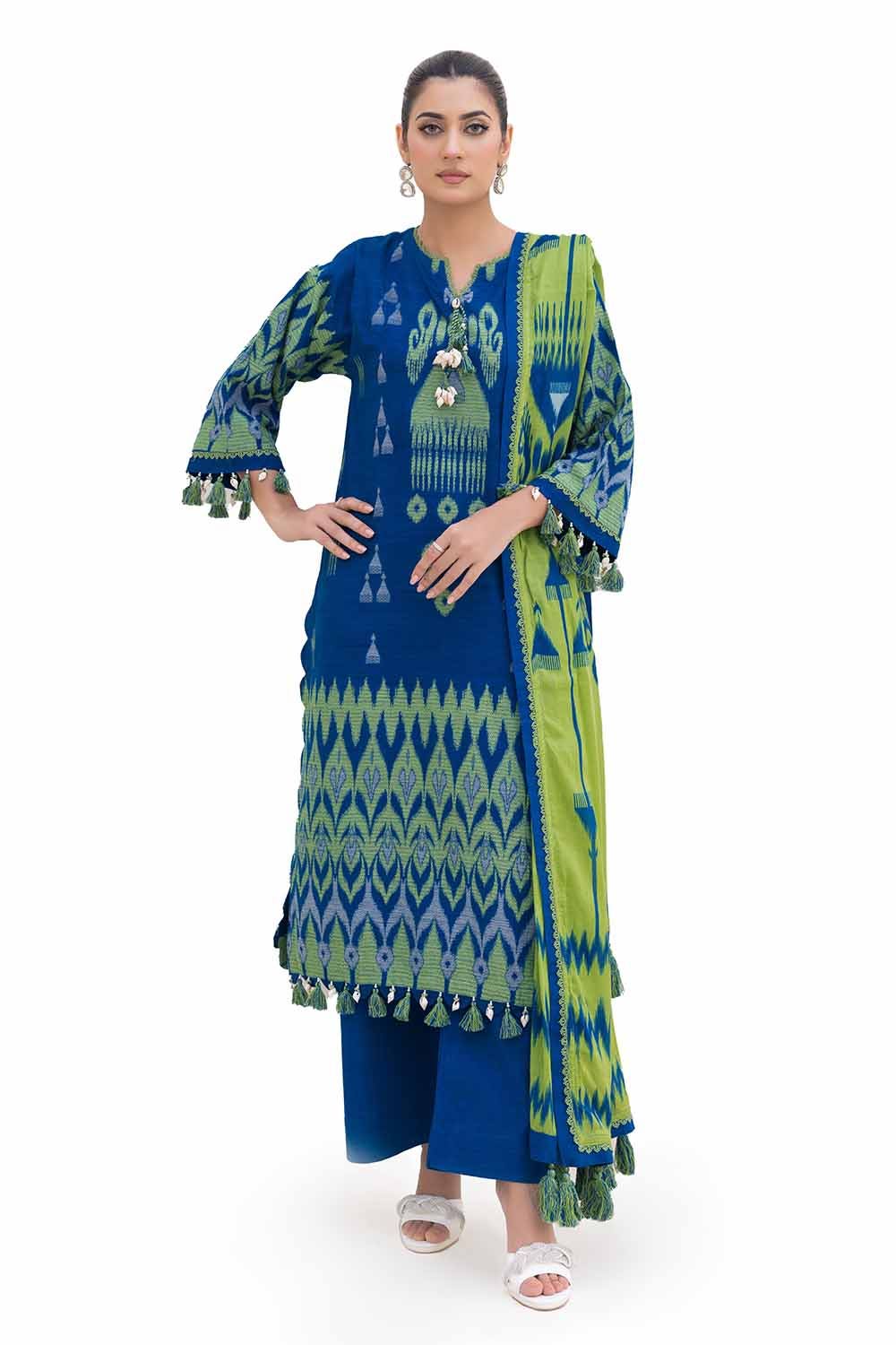 Gul Ahmed 3PC Unstitched Jacquard Suit with Printed Cotton Net Dupatta MJ-42053