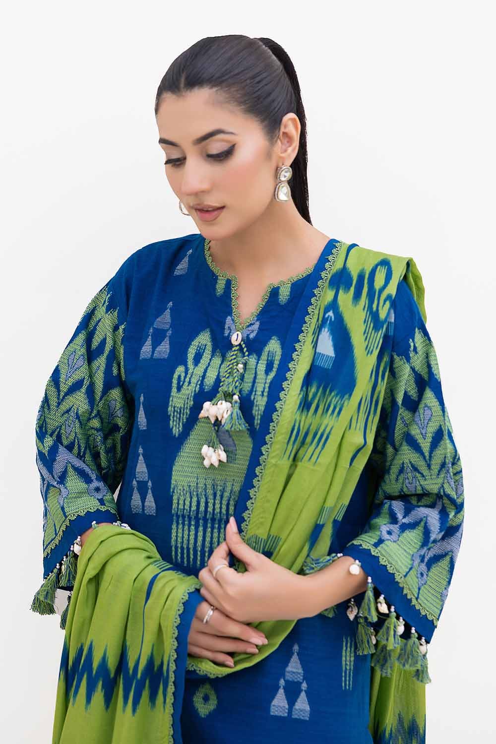 Gul Ahmed 3PC Unstitched Jacquard Suit with Printed Cotton Net Dupatta MJ-42053