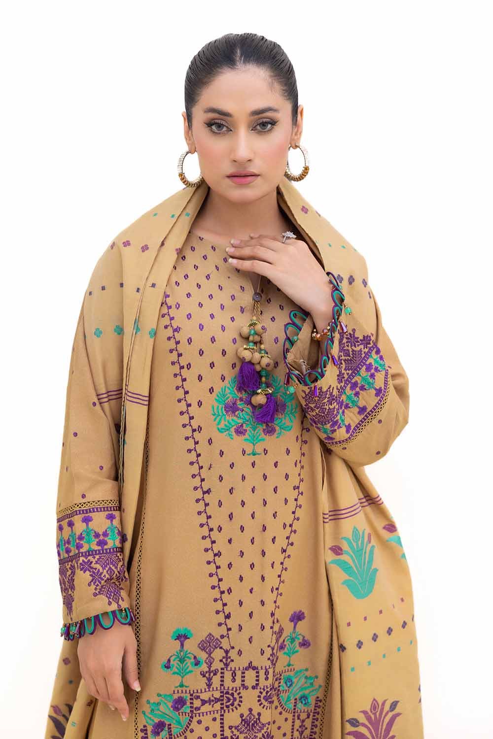 Gul Ahmed 3PC Unstitched Embroidered Karandi Suit with Jacquard Dupatta MJ-42057