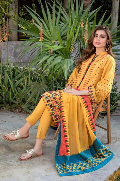 Gul Ahmed 3PC Unstitched Lawn Embroidered Suit With Jacquard Dupatta MJ-87