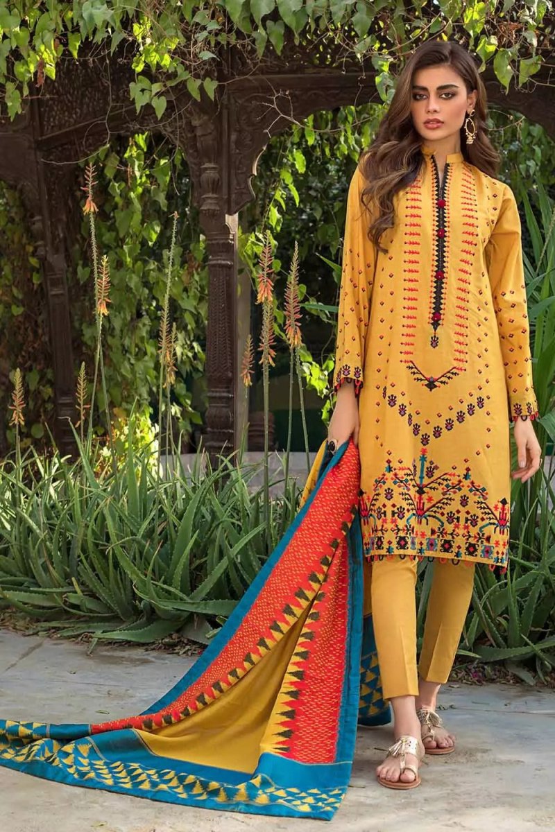 Gul Ahmed 3PC Unstitched Lawn Embroidered Suit With Jacquard Dupatta MJ-87