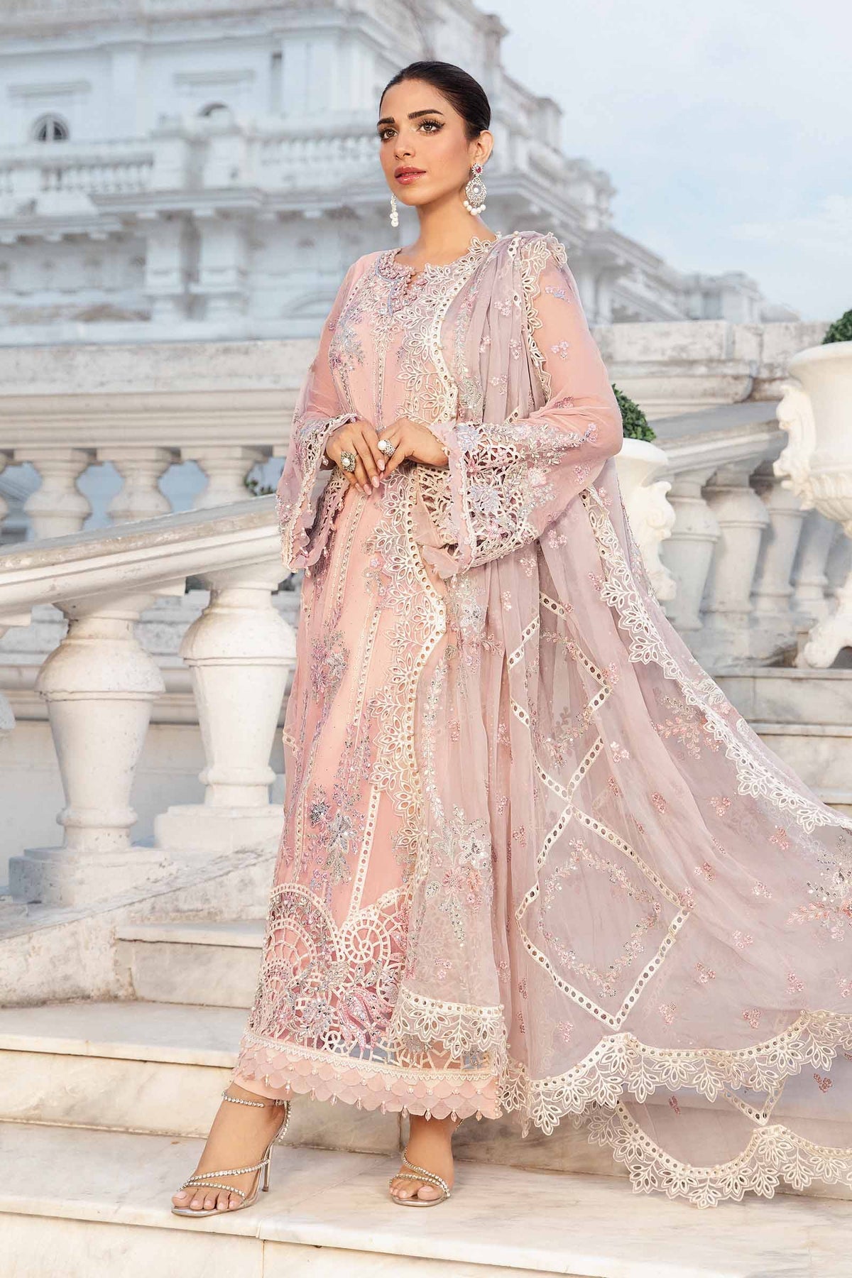 Maria. B 03 Piece Unstitched Embroidered Chiffon Suit - MPC-24-106