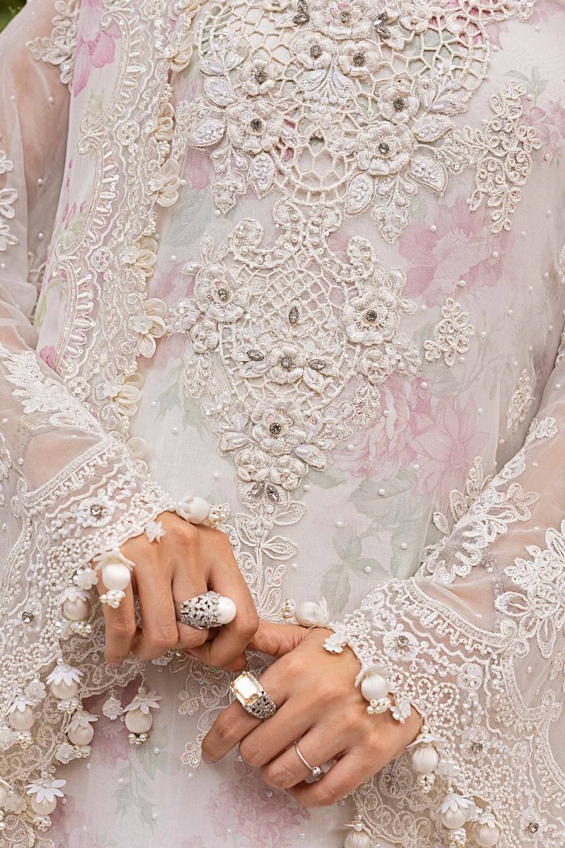 Maria. B 3 Piece Unstitched Embroidered Chiffon Suit - MPC-25-101