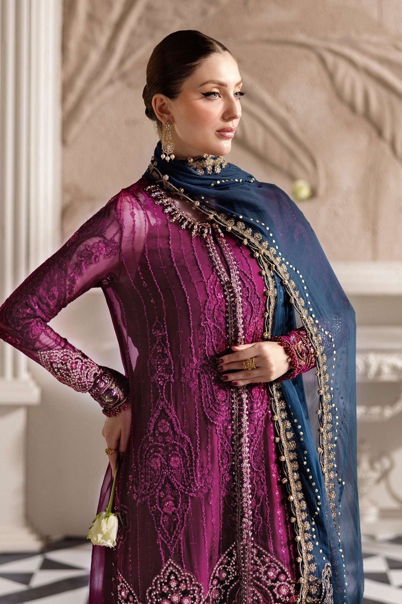 Maria. B 3 Piece Unstitched Embroidered Chiffon Suit - MPC-25-102