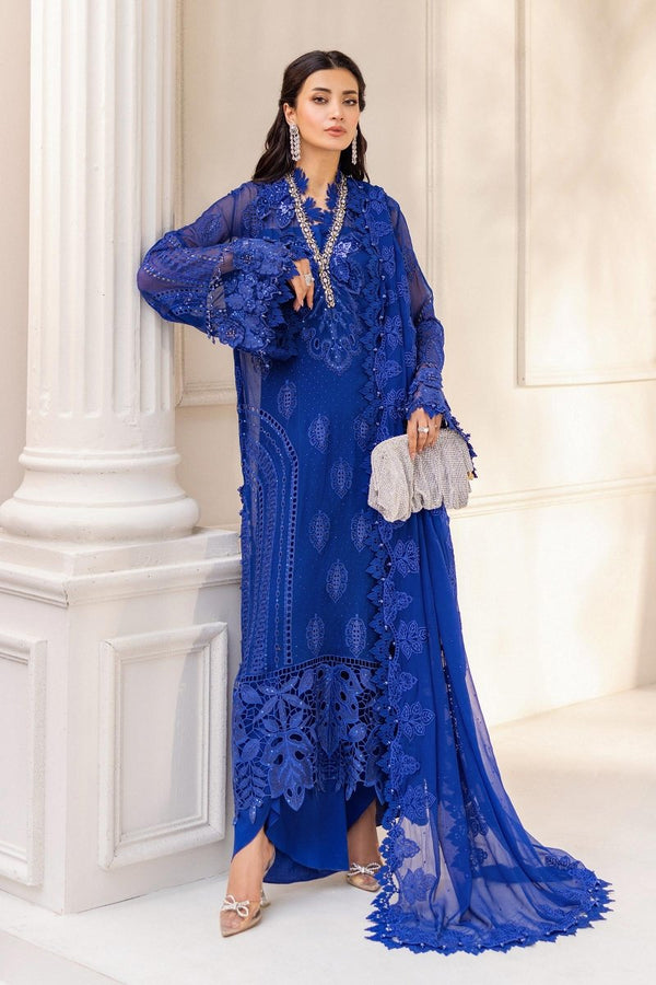 Maria. B 3 Piece Unstitched Embroidered Chiffon Suit - MPC-25-103