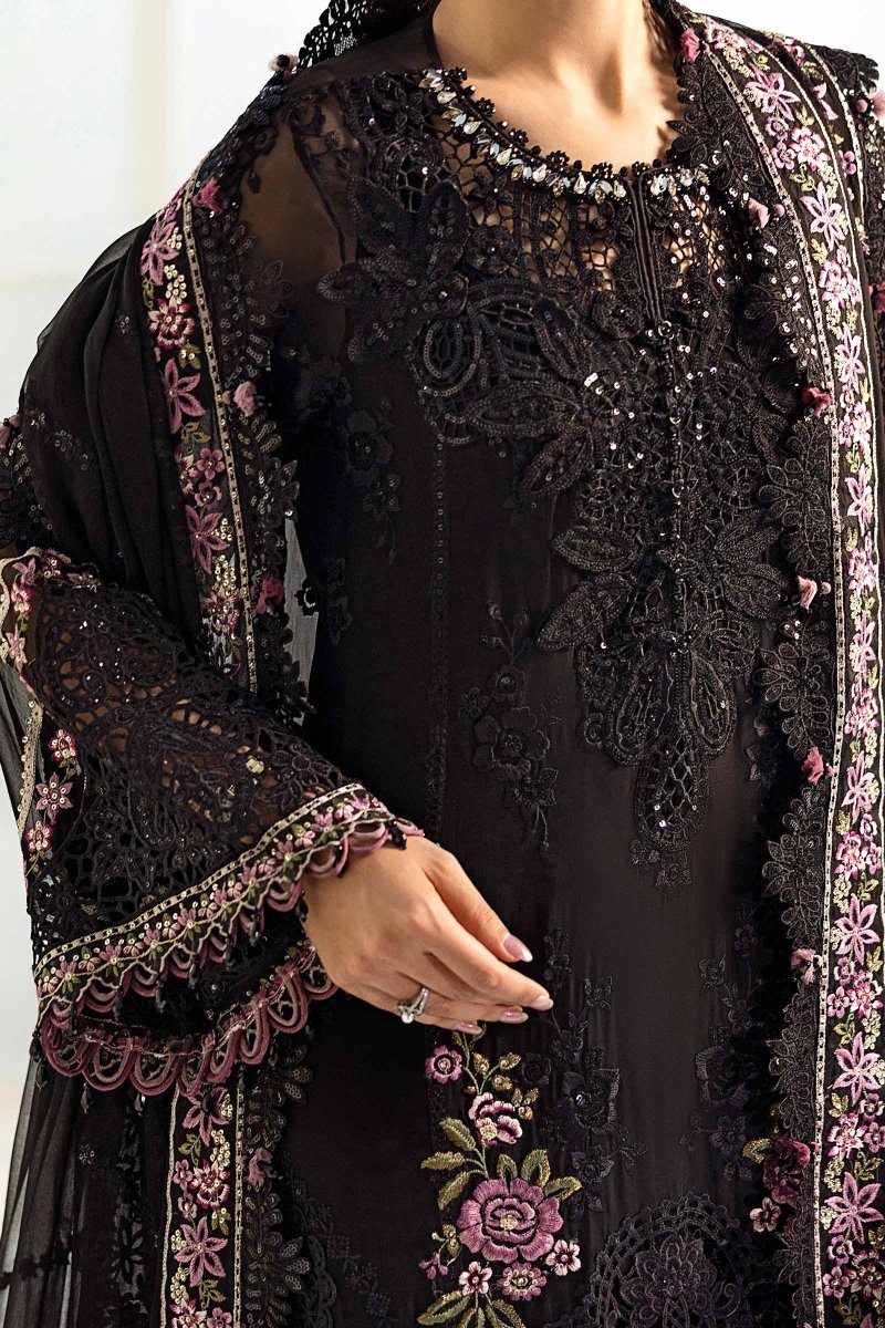 Maria. B 3 Piece Unstitched Embroidered Chiffon Suit - MPC-25-104