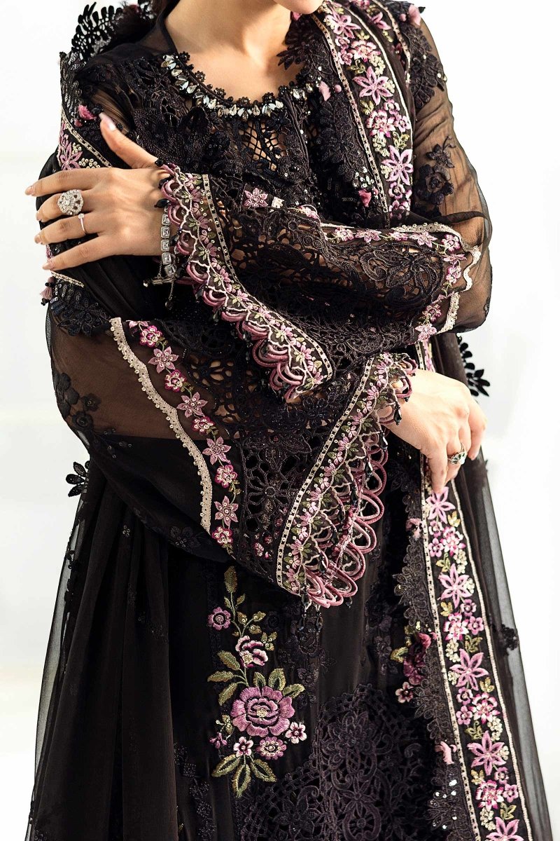 Maria. B 3 Piece Unstitched Embroidered Chiffon Suit - MPC-25-104