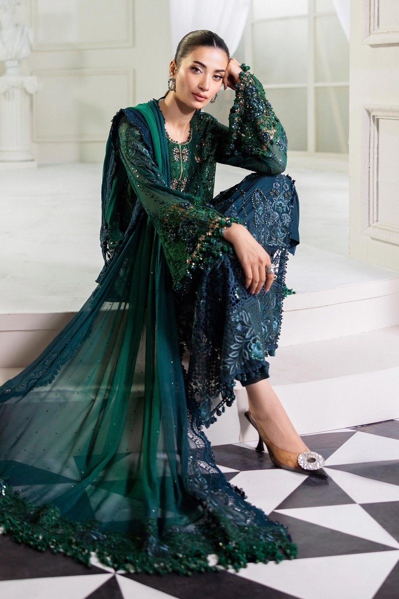 Maria. B 3 Piece Unstitched Embroidered Chiffon Suit - MPC-25-106