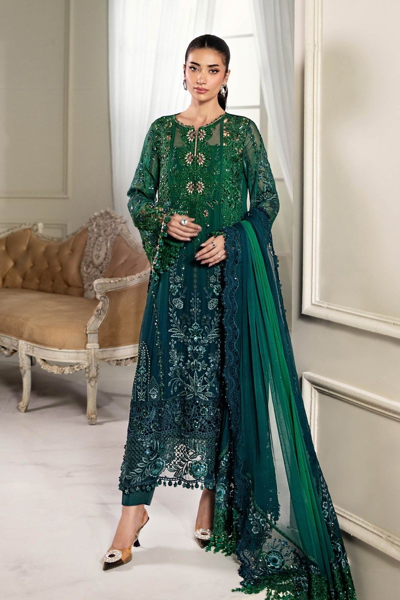 Maria. B 3 Piece Unstitched Embroidered Chiffon Suit - MPC-25-106