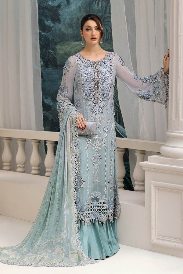 Maria. B 3 Piece Unstitched Embroidered Chiffon Suit - MPC-25-108