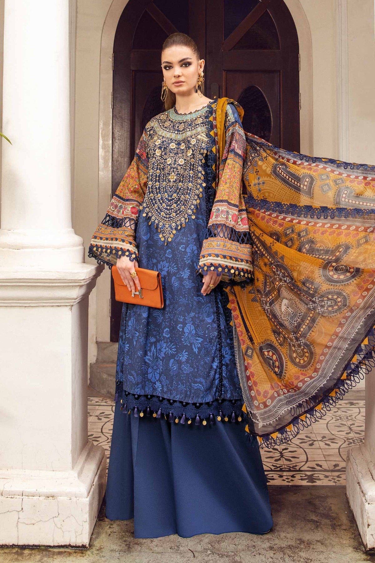 Maria. B 03 Piece Unstitched Printed Cambric Suit - MPT-1901-B
