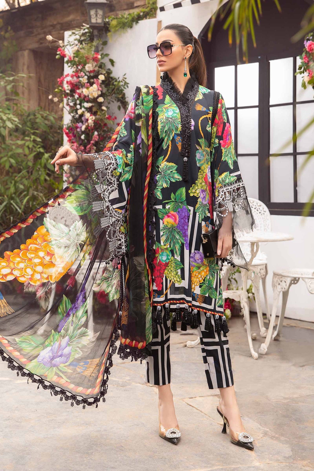 Maria. B 03 Piece Unstitched Printed Lawn Suit - MPT-2108-B