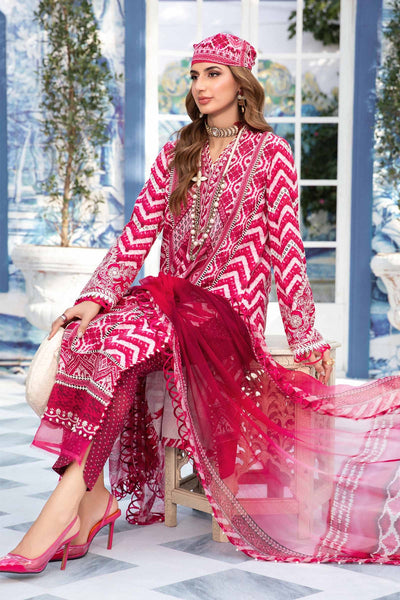 Maria. B 03 Piece Unstitched Printed Embroidered Suit - MPT-2208-A