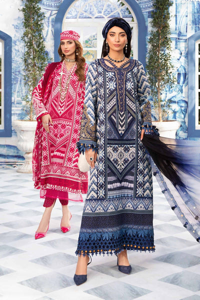 Maria. B 03 Piece Unstitched Printed Embroidered Suit - MPT-2208-A