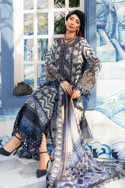 Maria. B 03 Piece Unstitched Printed Embroidered Suit - MPT-2208-B