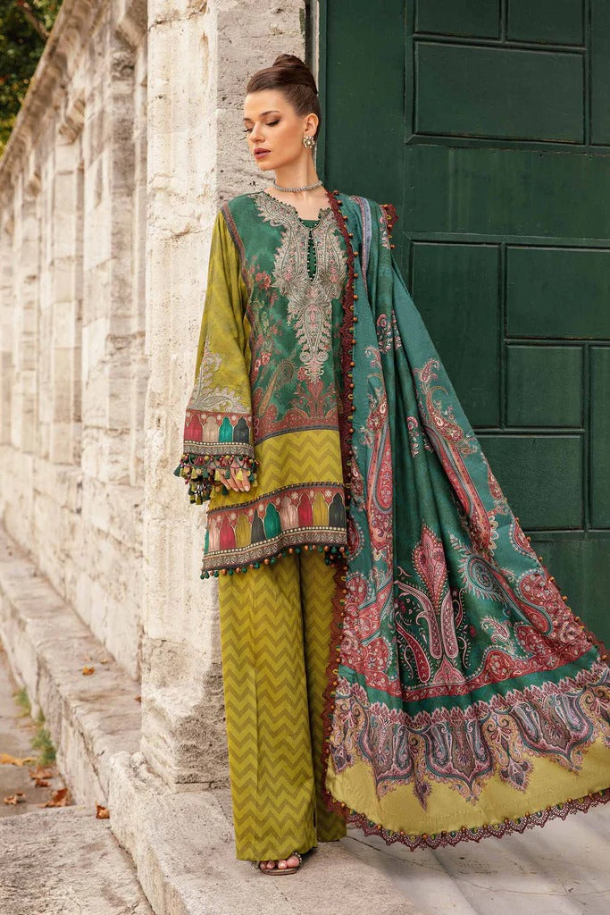 Maria. B 03 Piece Unstitched Printed Linen Suit - MPT-2305-A