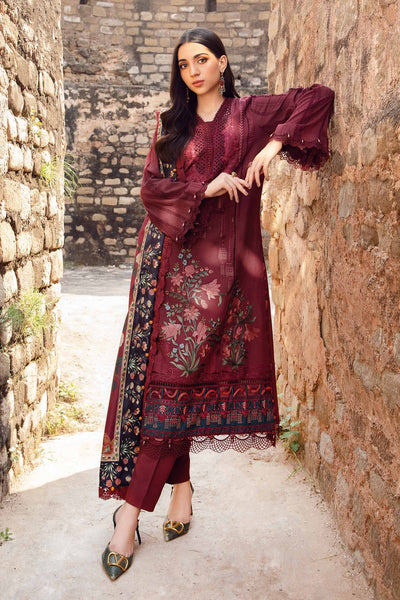 Maria. B 3 Piece Unstitched Printed Linen Suit - MPT-2401-B