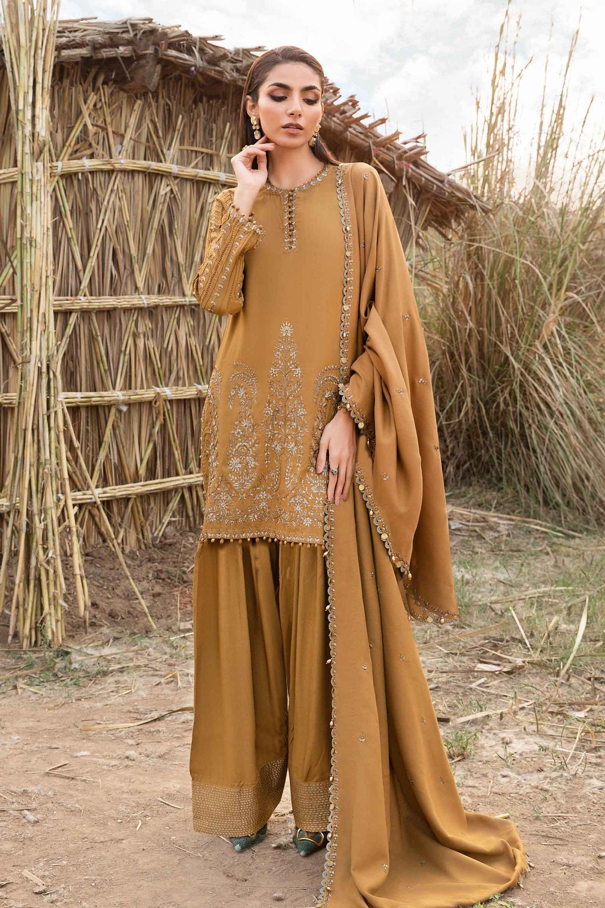 Maria. B 3 Piece Unstitched Printed Linen Suit - MPT-2403-A