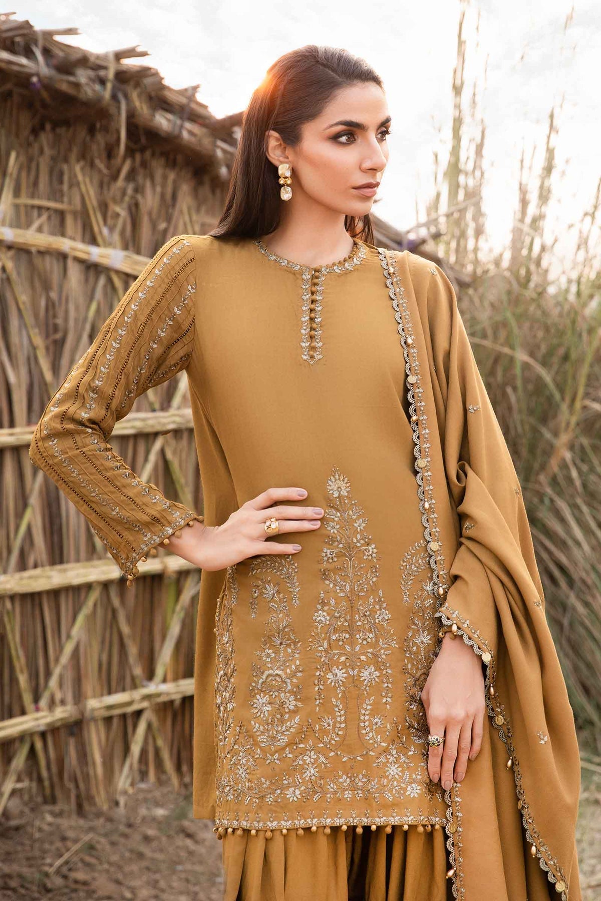 Maria. B 3 Piece Unstitched Printed Linen Suit - MPT-2403-A