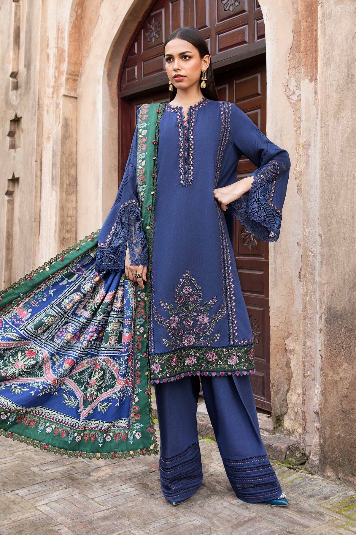 Maria. B 3 Piece Unstitched Printed Linen Suit - MPT-2405-A