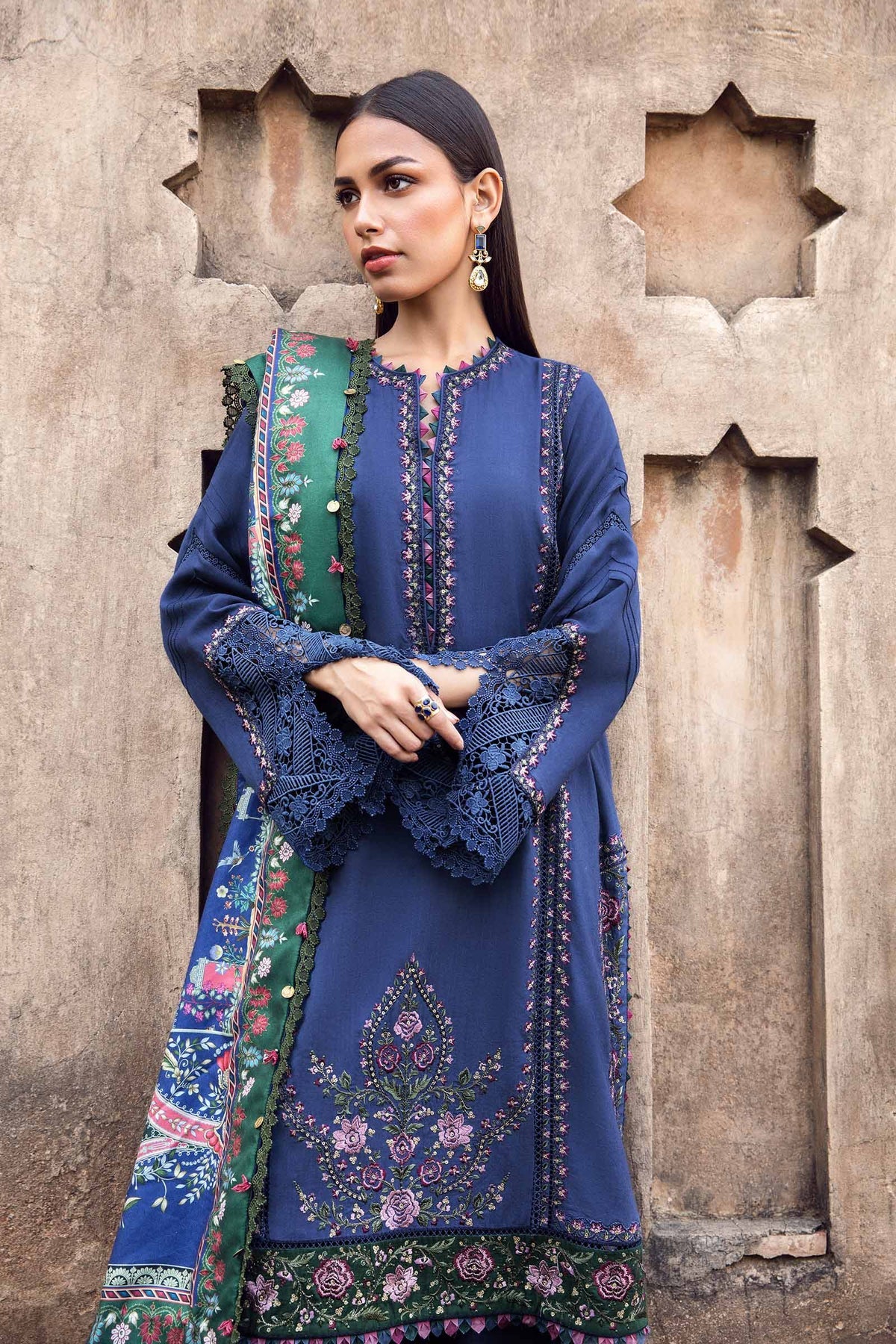 Maria. B 3 Piece Unstitched Printed Linen Suit - MPT-2405-A