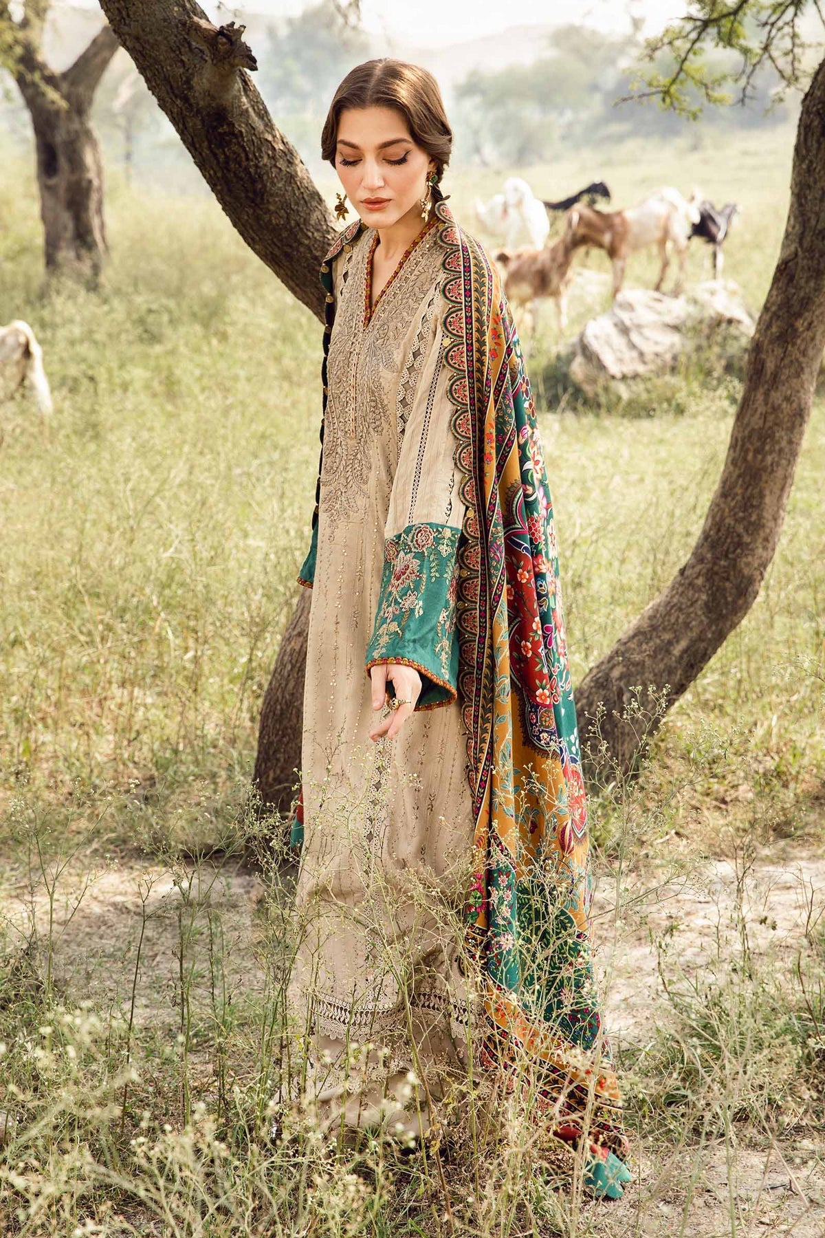 Maria. B 3 Piece Unstitched Printed Linen Suit - MPT-2407-A