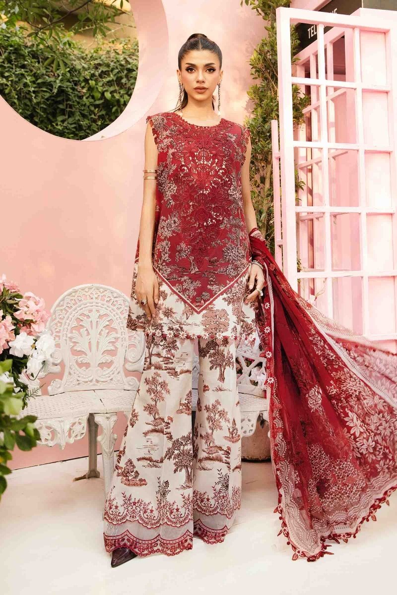 Maria. B 3 Piece Unstitched Embroidered Lawn Suit - MPT-2608-A