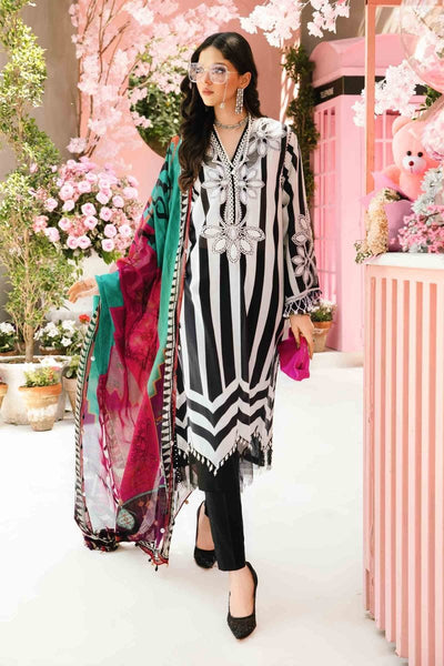 Maria. B 3 Piece Unstitched Embroidered Lawn Suit - MPT-2609-B