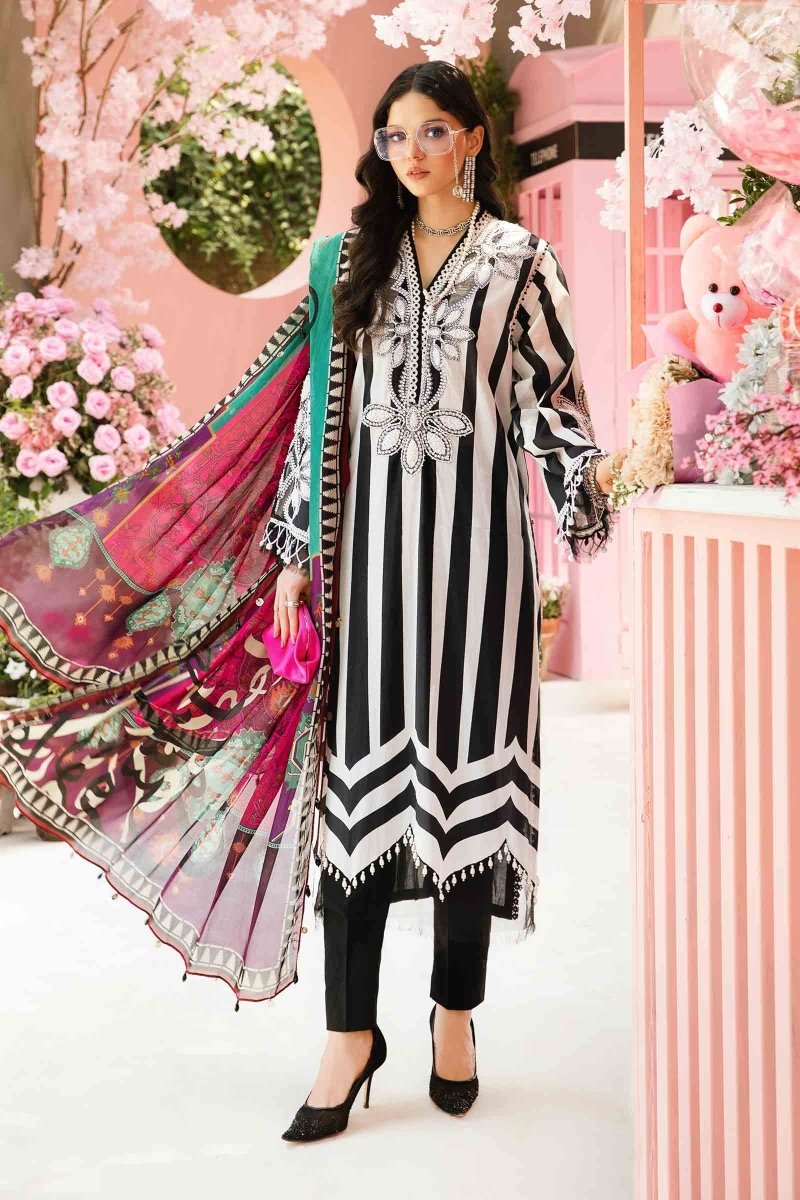 Maria. B 3 Piece Unstitched Embroidered Lawn Suit - MPT-2609-B