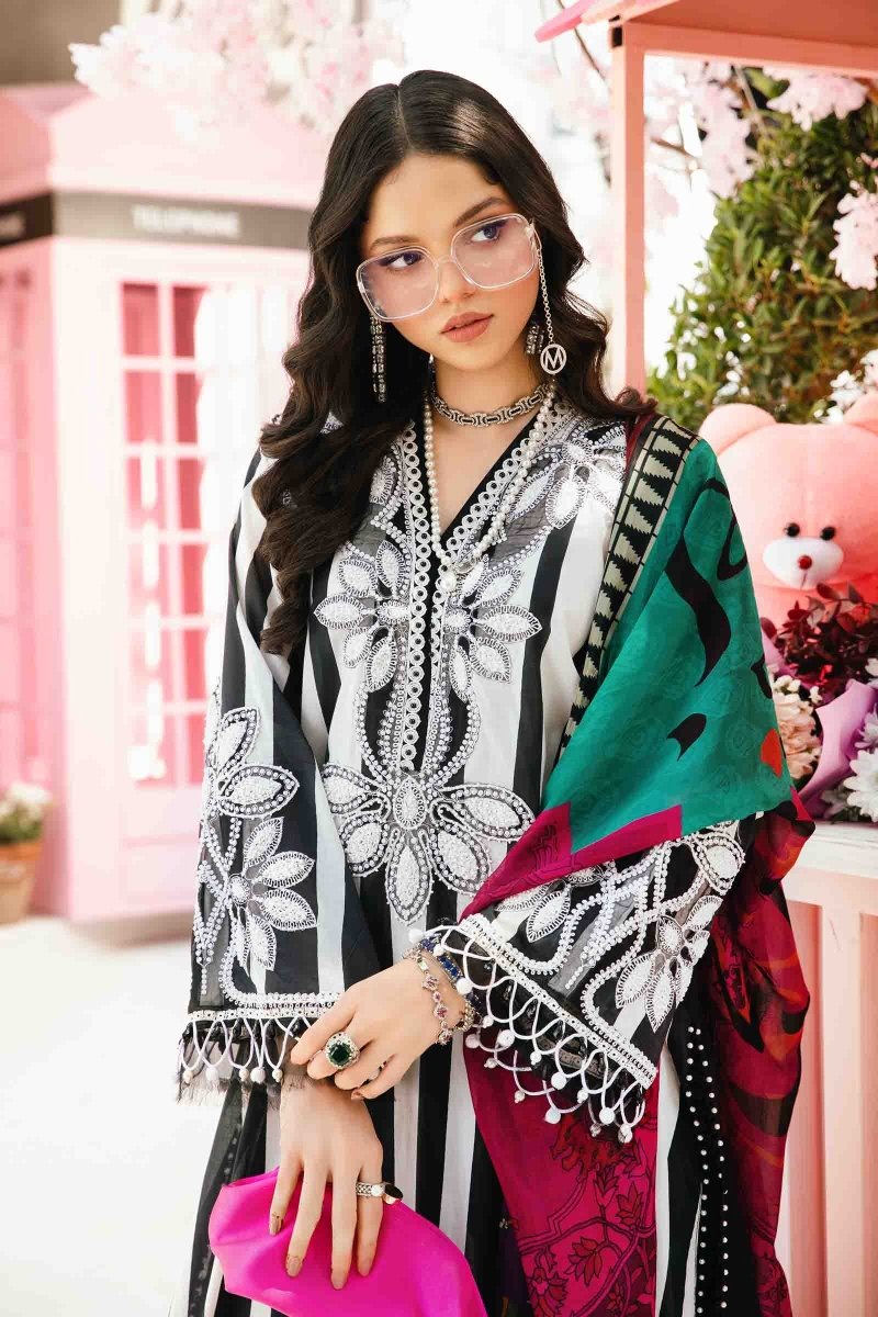 Maria. B 3 Piece Unstitched Embroidered Lawn Suit - MPT-2609-B