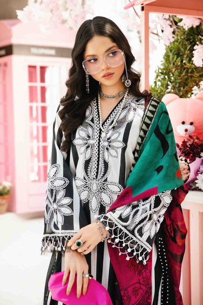 Maria. B 3 Piece Unstitched Embroidered Lawn Suit - MPT-2609-B