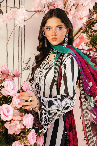 Maria. B 3 Piece Unstitched Embroidered Lawn Suit - MPT-2609-B