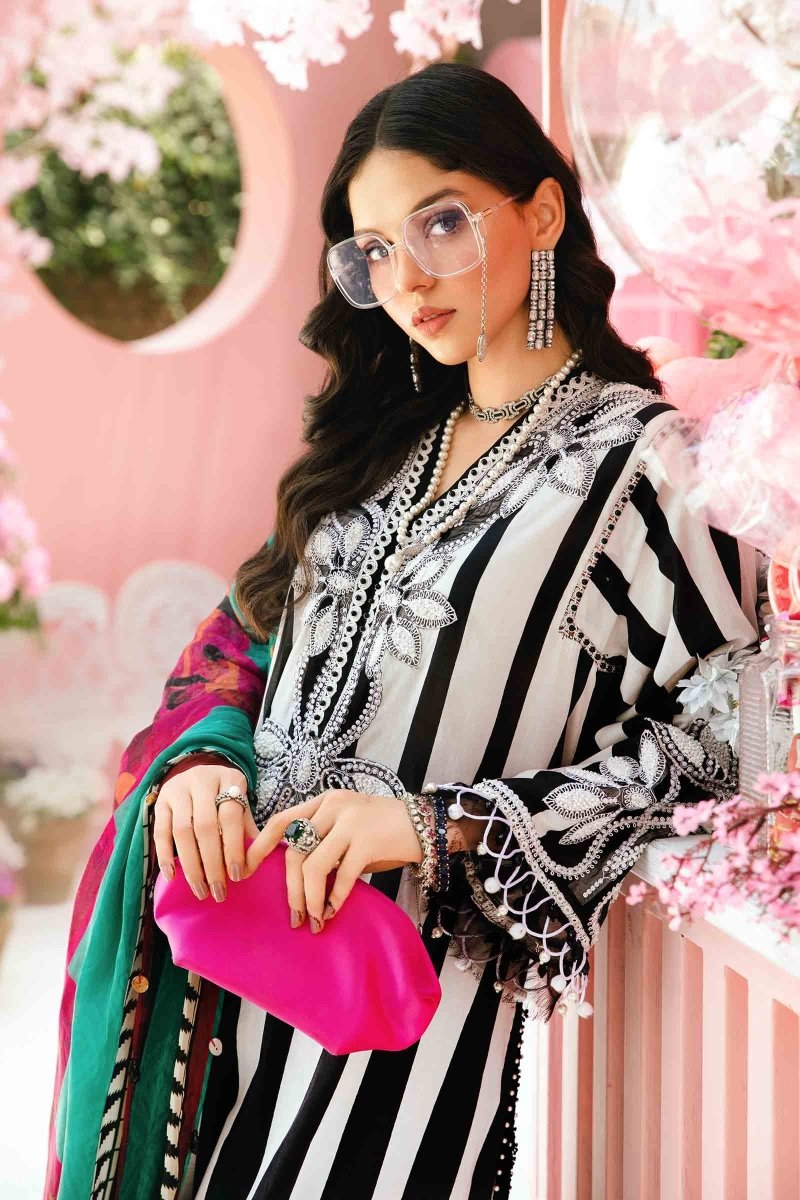 Maria. B 3 Piece Unstitched Embroidered Lawn Suit - MPT-2609-B