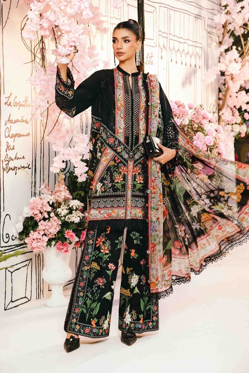 Maria. B 3 Piece Unstitched Embroidered Lawn Suit - MPT-2610-B