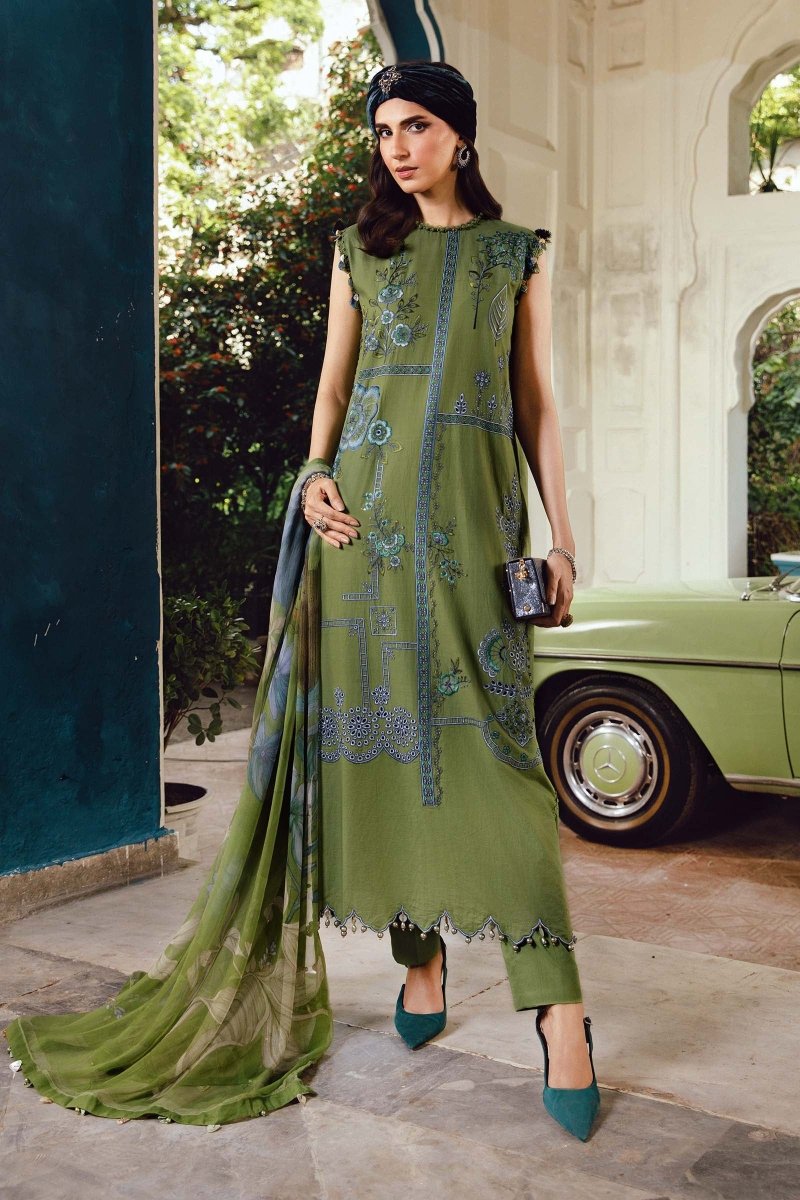 Maria. B 3 Piece Unstitched Embroidered Cambric Suit - MPT-2701-A