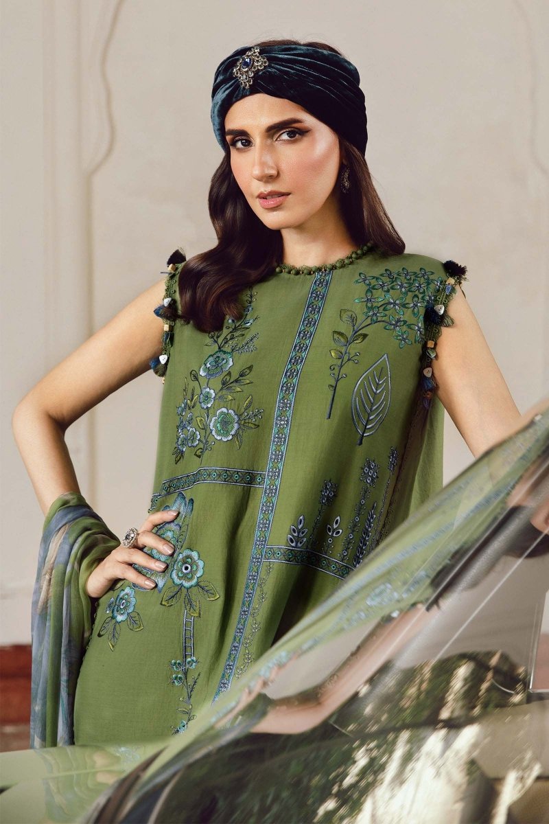 Maria. B 3 Piece Unstitched Embroidered Cambric Suit - MPT-2701-A